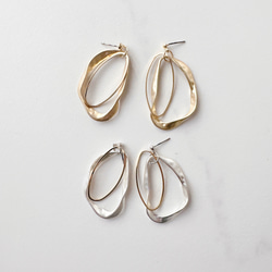 金属アレルギー　チタン　ダブルフープ　大ぶりフープ　コンビピアス　シルバー　ピアス イヤリング　大ぶり　シルバー 4枚目の画像