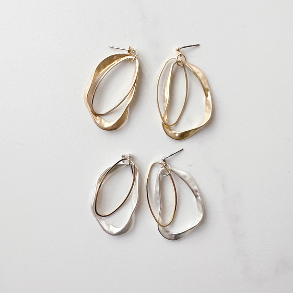 金属アレルギー　チタン　ダブルフープ　大ぶりフープ　コンビピアス　シルバー　ピアス イヤリング　大ぶり　シルバー 4枚目の画像