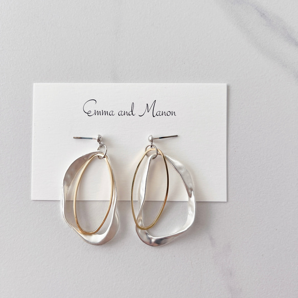 金属アレルギー　チタン　ダブルフープ　大ぶりフープ　コンビピアス　シルバー　ピアス イヤリング　大ぶり　シルバー 11枚目の画像