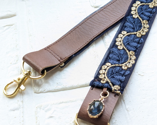 new✧1点物インド刺繍リボン✤スマホショルダーストラップ