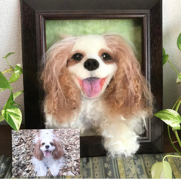 受注制作|おててにぎにぎペットそっくり羊毛フェルトアートフレーム(M) 