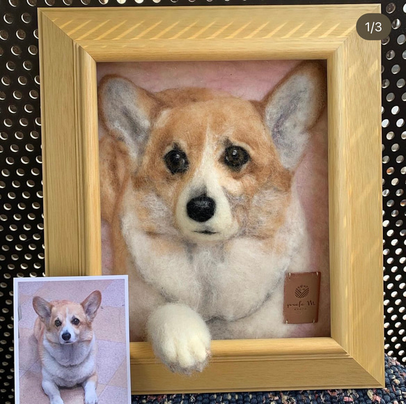 受注制作|おててにぎにぎペットそっくり羊毛フェルトアートフレーム(M) 