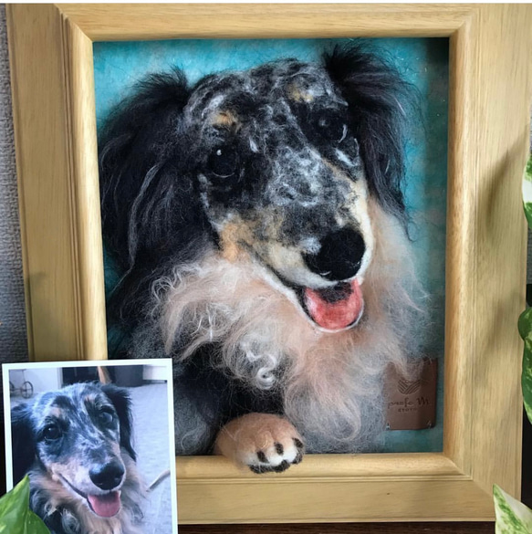 受注制作|おててにぎにぎペットそっくり羊毛フェルトアートフレーム(M) 