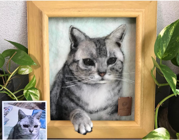 受注制作|おててにぎにぎペットそっくり羊毛フェルトアートフレーム(M) 