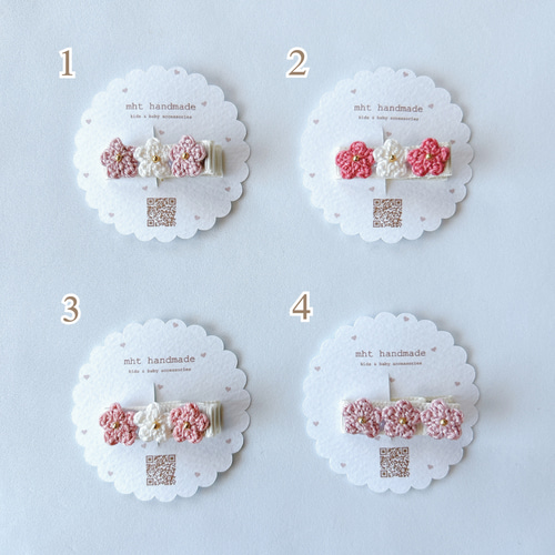 選べる20種 】3連フラワーのヘアクリップ キッズ ベビー アクセサリー