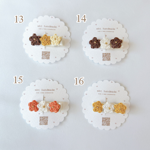 選べる20種 】3連フラワーのヘアクリップ キッズ ベビー アクセサリー