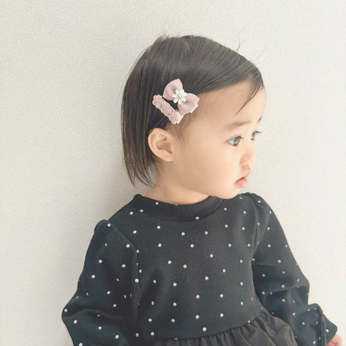 選べる20種 】3連フラワーのヘアクリップ キッズ ベビー アクセサリー