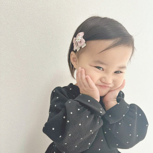 選べる20種 】3連フラワーのヘアクリップ キッズ ベビー アクセサリー