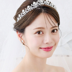T52 結婚式　ジルコニア　挙式　ウェディング　ビジュー　プリンセス　王冠　ダイヤモンド風　大きめティアラ 2枚目の画像