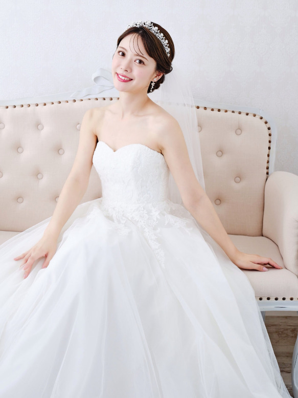 T52 結婚式　ジルコニア　挙式　ウェディング　ビジュー　プリンセス　王冠　ダイヤモンド風　大きめティアラ 6枚目の画像