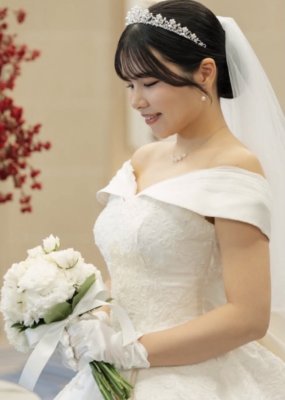 T52 結婚式　ジルコニア　挙式　ウェディング　ビジュー　プリンセス　王冠　ダイヤモンド風　大きめティアラ 7枚目の画像