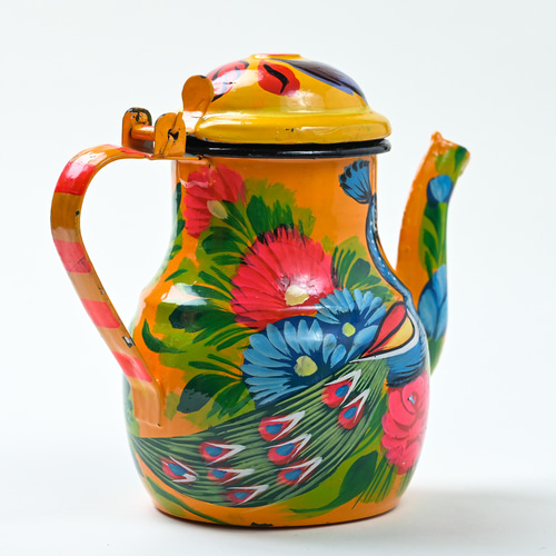 W‼️希少品インテリア水瓶ヒビ有り‼️昭和レトロ焼物　常滑焼? 七宝焼き 七宝焼 昭和レトロ雑貨 昭和レトロ インテリア 花柄