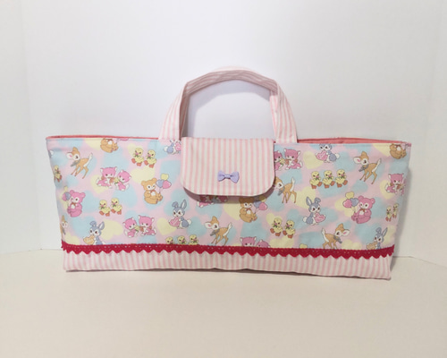 ハンドメイドピアニカバッグ 鍵盤ハーモニカバッグ うさちゃん &チューリップ COLORFUL CANDY STYLE ピアニカケース ピアニカバッグ 鍵盤