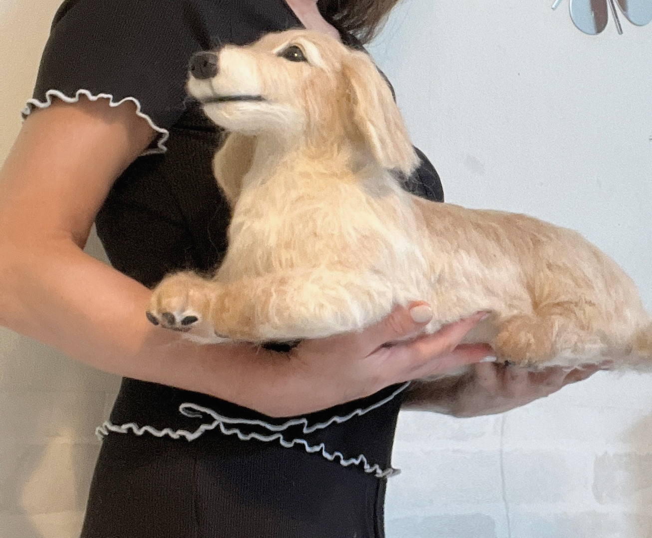 オーダー 羊毛フェルト犬♡世界でたった一つ♡ダックスフンド ペット供養　ミニチュアダックス　イニシャルネックレス付き