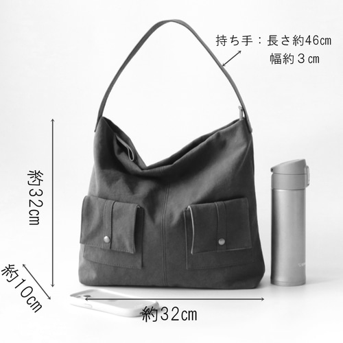 季節限定＊ウールツイード＆帆布のワンショルダー(ベージュ 