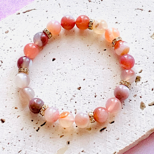 縞瑪瑙 ボツワナアゲート ブレスレット カット 6mm 16.5～17.5cm