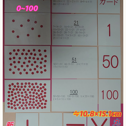 ドッツカード【0〜100】＆数式カード＆数字カード＆算数記号