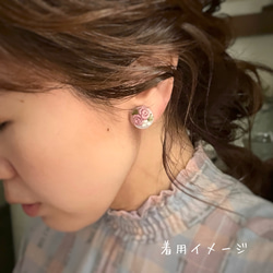 [バラ] 刺繍 ピアス  ノンホールピアス イヤリング 選べる金具 5枚目の画像