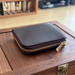 受注製作 Horweenシェルコードバン #8バーガンディ L字ファスナーミニ