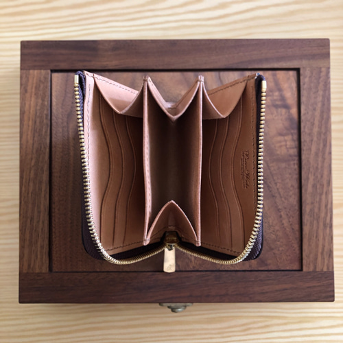 受注製作 Horweenシェルコードバン #8バーガンディ L字ファスナーミニ