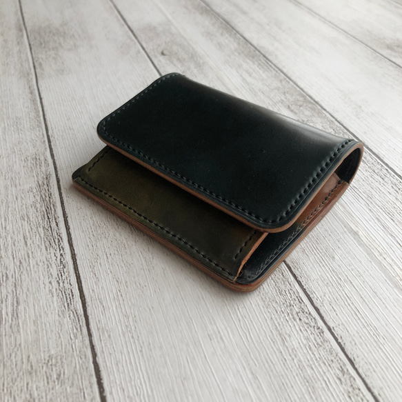 Horweenシェルコードバンのシンプルな三折り財布 / atelier