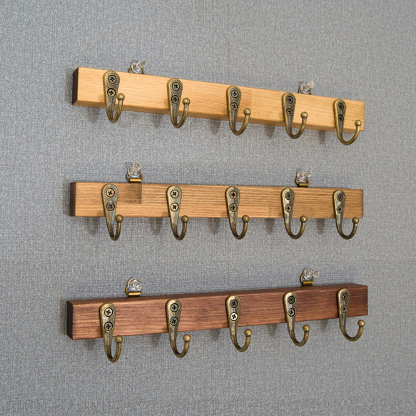 壁付けキーフック 棚なし5連フック /両面テープ、ピン、磁石で取り付け