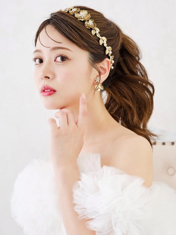 RO41 パールカチューシャ 大粒パール 2連カチューシャ ブライダル ヘアアクセサリー 結婚式 前撮り 結婚式 ブライダル ヘアアクセサリー 前撮り 髪飾り ヘッドドレス