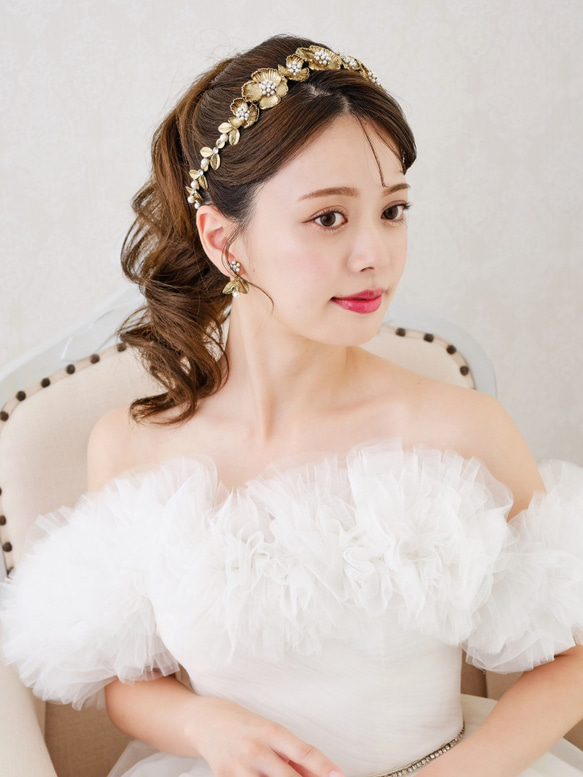 RO41 パールカチューシャ 大粒パール 2連カチューシャ ブライダル ヘアアクセサリー 結婚式 前撮り 結婚式 ブライダル ヘアアクセサリー 前撮り 髪飾り ヘッドドレス