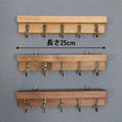 壁付けキーフック 棚あり5連フック /両面テープ、ピン、磁石で取り付け 11枚目の画像