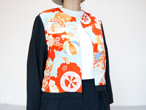 1点もの】KIMONO CREW NECK JACKET -ヴィンテージ着物を使ったクルー 