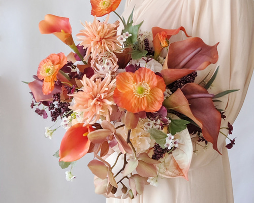 【USED】胡蝶蘭とシンビジウムのウェディングブーケ&ブートニア シンビジウムと胡蝶蘭のウェディングブーケ&ブートニア＆ヘア