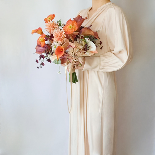【USED】胡蝶蘭とシンビジウムのウェディングブーケ&ブートニア シンビジウムと胡蝶蘭のウェディングブーケ&ブートニア＆ヘア