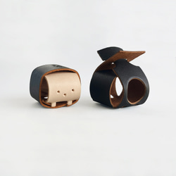 防御特化型。草木染め革のミニオブジェ【sisyu / ししゅ】 #革ガチャ #ランダムで１体 17枚目の画像