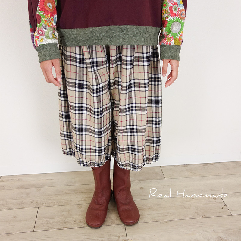 [予約販売] テッキングタータンベージュバルーンパンツ