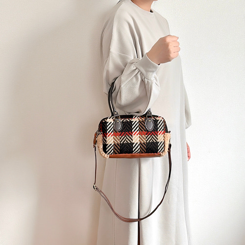 Creema限定新春福袋〈竹〉】レトロチェックツイードとプードルボアの