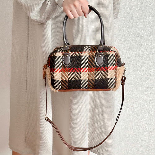 Creema限定新春福袋〈竹〉】レトロチェックツイードとプードルボアの