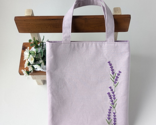 ラベンダー 刺繍 ハンドバッグ d974805d2d6f9372f695f3f3d90580