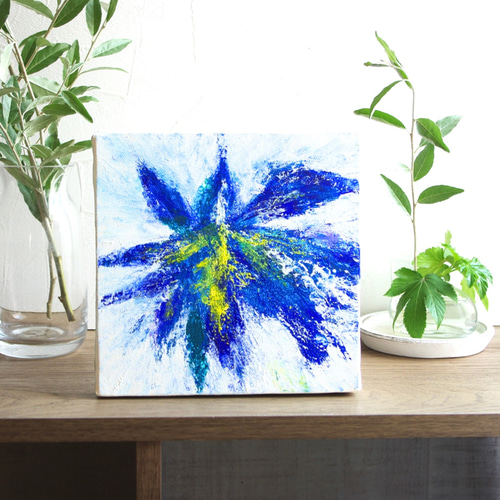 #67 抽象画 原画 はがき 原画】 抽象画 菖蒲 18cm角（1枚）キャンバス 送料無料 絵画 La