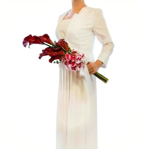 生花に見える】カラーと胡蝶蘭 ウェディングブーケ 造花 バーガンディ