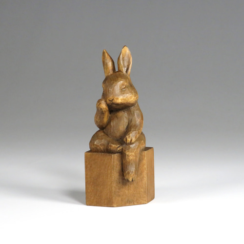 木彫り 弥勒うさぎ 蜜蝋仕上げ 猫仏2408 その他置物 仏屋さかい 通販