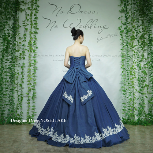 ウエディングドレス.カラードレス.デニム.ブルー.マーメイド.挙式.Y2547 ウエディングドレス.カラードレス.デニム.ブルー.マーメイド.挙式.Y2547