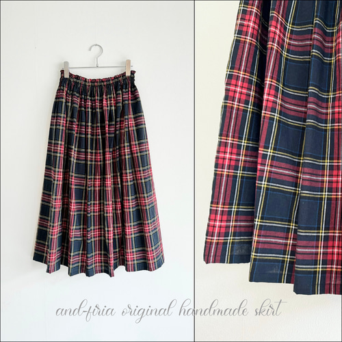 ま*様 DRAWER（ドゥロワー） チェックギャザースカート レッド