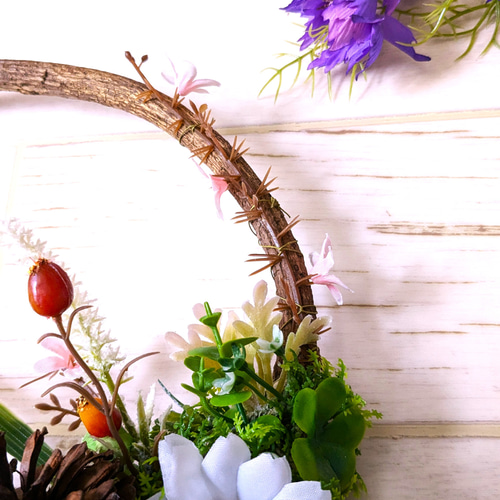 玄関リース 9月の誕生花 コスモスリース 大き目リース ニッチ