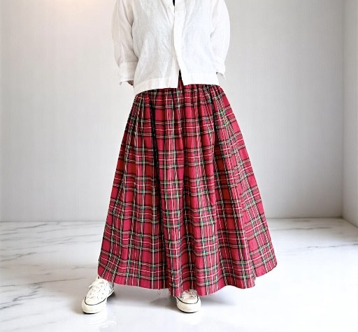 播州織で魅せる♪ロイヤルスチュワートのタータンチェックのギャザースカート