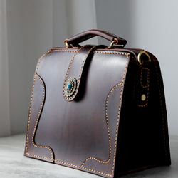 ★限量2件！ ★大容量扁平扣環包，手工皮革單肩包，兩用 第2張的照片