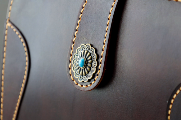 ★限量2件！ ★大容量扁平扣環包，手工皮革單肩包，兩用 第7張的照片