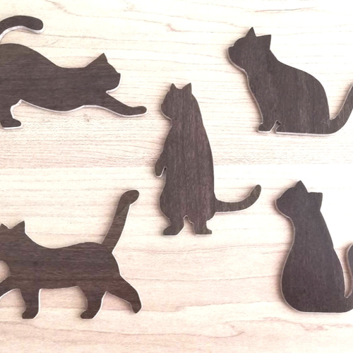 猫のシルエット、5点セット、ダークブラウン その他置物 skyblue 通販