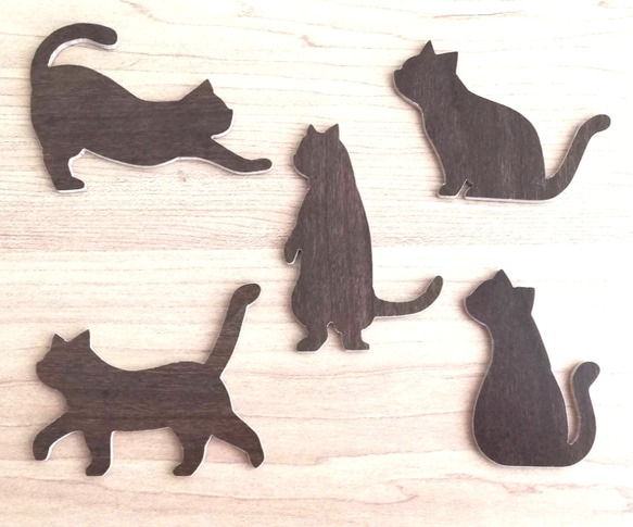 猫のシルエット、5点セット、ダークブラウン その他置物 skyblue 通販