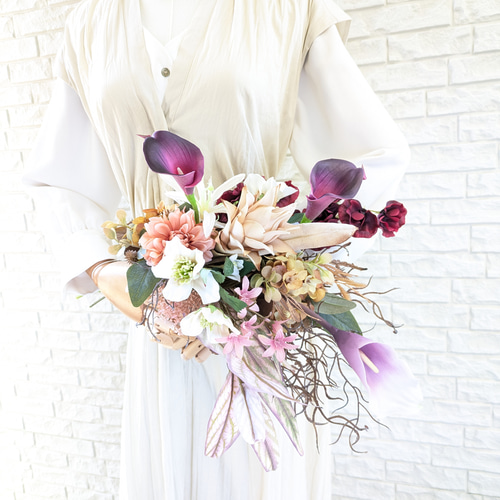 ブーケ ウェディングブーケ アーティフィシャルフラワーブーケ 和装用