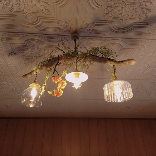 流木ペンダントライト 3灯E26　お部屋の雰囲気が一気に変わります　オシャレ電灯 流木のおしゃれなペンダントライト｜リビングやダイニングライトに｜6